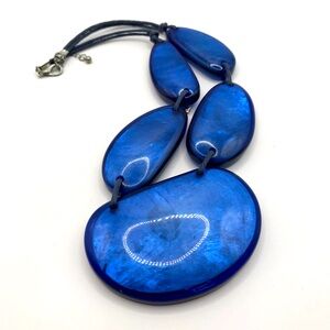 Large Blue Acrylic Statement Necklace